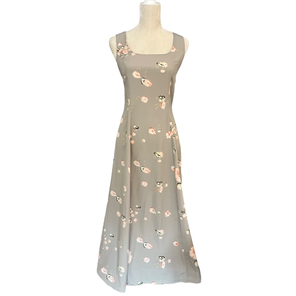Newport News Gray Floral Maxi Dress